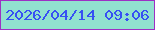 文字の大きさ：4、枠の色：9d30c4、背景の色：91e1cf、文字の色：3750f3 無料ブログパーツのブログ時計