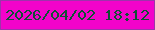 文字の大きさ：3、枠の色：9d33ab、背景の色：f203ca、文字の色：0f5035 無料ブログパーツのブログ時計