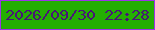 文字の大きさ：2、枠の色：9d33e9、背景の色：24ae02、文字の色：481776 無料ブログパーツのブログ時計