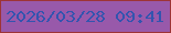 文字の大きさ：4、枠の色：9d3436、背景の色：9859aa、文字の色：3354af 無料ブログパーツのブログ時計