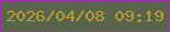 文字の大きさ：3、枠の色：9d34a7、背景の色：59654a、文字の色：b89c31 無料ブログパーツのブログ時計