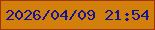 文字の大きさ：5、枠の色：9d3602、背景の色：d2800b、文字の色：111498 無料ブログパーツのブログ時計