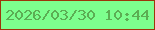 文字の大きさ：4、枠の色：9d360b、背景の色：7dff8e、文字の色：5bae53 無料ブログパーツのブログ時計