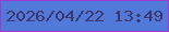 文字の大きさ：3、枠の色：9d39ce、背景の色：5079d9、文字の色：3e356a 無料ブログパーツのブログ時計