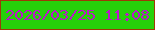 文字の大きさ：1、枠の色：9d3a06、背景の色：26d10a、文字の色：bb16cb 無料ブログパーツのブログ時計