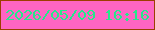 文字の大きさ：1、枠の色：9d3e01、背景の色：fe65c3、文字の色：25e88b 無料ブログパーツのブログ時計