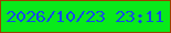 文字の大きさ：5、枠の色：9d4002、背景の色：09ea1b、文字の色：144be8 無料ブログパーツのブログ時計