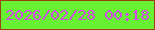 文字の大きさ：1、枠の色：9d4112、背景の色：67f132、文字の色：d24aeb 無料ブログパーツのブログ時計