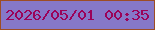 文字の大きさ：1、枠の色：9d4d25、背景の色：8678c8、文字の色：9b0259 無料ブログパーツのブログ時計