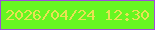 文字の大きさ：1、枠の色：9d4dda、背景の色：67f621、文字の色：e8e253 無料ブログパーツのブログ時計