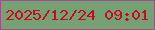 文字の大きさ：1、枠の色：9d518b、背景の色：76a175、文字の色：ca0a1f 無料ブログパーツのブログ時計