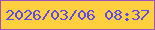 文字の大きさ：5、枠の色：9d51bd、背景の色：fecf3e、文字の色：5d48eb 無料ブログパーツのブログ時計