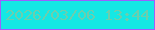 文字の大きさ：3、枠の色：9d5ffe、背景の色：15e8e4、文字の色：6ccead 無料ブログパーツのブログ時計