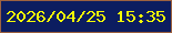 文字の大きさ：4、枠の色：9d6240、背景の色：0c1d60、文字の色：f4fc06 無料ブログパーツのブログ時計