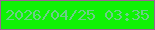 文字の大きさ：4、枠の色：9d6394、背景の色：0ff205、文字の色：6bce88 無料ブログパーツのブログ時計