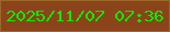 文字の大きさ：3、枠の色：9d662a、背景の色：8b441a、文字の色：04ef01 無料ブログパーツのブログ時計