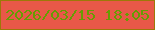 文字の大きさ：3、枠の色：9d7808、背景の色：e85848、文字の色：669d02 無料ブログパーツのブログ時計