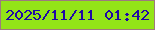文字の大きさ：4、枠の色：9d7b7d、背景の色：93e517、文字の色：2008a5 無料ブログパーツのブログ時計