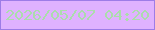 文字の大きさ：1、枠の色：9d7ce7、背景の色：dfb2ff、文字の色：abddac 無料ブログパーツのブログ時計