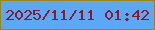 文字の大きさ：3、枠の色：9d8417、背景の色：5ca9f3、文字の色：8f182f 無料ブログパーツのブログ時計