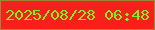 文字の大きさ：4、枠の色：9d8734、背景の色：f9201c、文字の色：7af021 無料ブログパーツのブログ時計