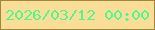 文字の大きさ：1、枠の色：9d893e、背景の色：fadd97、文字の色：50f887 無料ブログパーツのブログ時計