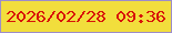 文字の大きさ：3、枠の色：9d8dc9、背景の色：f2de3c、文字の色：d8130a 無料ブログパーツのブログ時計