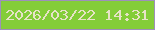 文字の大きさ：4、枠の色：9d90ba、背景の色：84cd38、文字の色：e7e3c7 無料ブログパーツのブログ時計