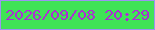 文字の大きさ：3、枠の色：9d93f2、背景の色：40e356、文字の色：ad2ed4 無料ブログパーツのブログ時計