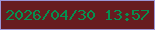 文字の大きさ：1、枠の色：9d96d6、背景の色：671c20、文字の色：049150 無料ブログパーツのブログ時計