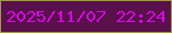 文字の大きさ：1、枠の色：9d974e、背景の色：59104b、文字の色：d706e5 無料ブログパーツのブログ時計