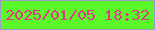 文字の大きさ：3、枠の色：9d9bcc、背景の色：5af729、文字の色：e5368b 無料ブログパーツのブログ時計