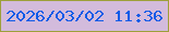 文字の大きさ：4、枠の色：9da03a、背景の色：d3bbdc、文字の色：0e5be7 無料ブログパーツのブログ時計
