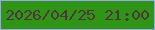 文字の大きさ：3、枠の色：9da4f8、背景の色：2e9515、文字の色：50343f 無料ブログパーツのブログ時計
