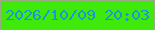 文字の大きさ：2、枠の色：9da985、背景の色：3fea0b、文字の色：1998d7 無料ブログパーツのブログ時計
