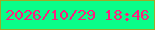 文字の大きさ：1、枠の色：9daa27、背景の色：0afd89、文字の色：fe1d7e 無料ブログパーツのブログ時計