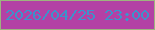 文字の大きさ：4、枠の色：9db47f、背景の色：b341a5、文字の色：3c93cb 無料ブログパーツのブログ時計