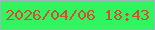 文字の大きさ：5、枠の色：9db5b9、背景の色：30f462、文字の色：d0512f 無料ブログパーツのブログ時計