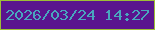 文字の大きさ：1、枠の色：9dbe36、背景の色：5a148e、文字の色：49a6be 無料ブログパーツのブログ時計