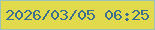 文字の大きさ：3、枠の色：9dc1bb、背景の色：e2da4d、文字の色：3f708b 無料ブログパーツのブログ時計