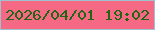 文字の大きさ：5、枠の色：9dc1cd、背景の色：f66984、文字の色：206614 無料ブログパーツのブログ時計