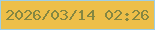 文字の大きさ：3、枠の色：9dcee6、背景の色：edbf49、文字の色：858741 無料ブログパーツのブログ時計