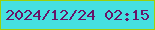 文字の大きさ：1、枠の色：9dcf0a、背景の色：45e0e1、文字の色：681569 無料ブログパーツのブログ時計