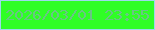 文字の大きさ：2、枠の色：9dd9ec、背景の色：2ffe26、文字の色：69c585 無料ブログパーツのブログ時計