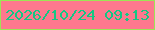 文字の大きさ：2、枠の色：9de455、背景の色：fe788e、文字の色：14c784 無料ブログパーツのブログ時計