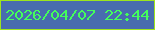 文字の大きさ：4、枠の色：9de51e、背景の色：486caf、文字の色：44fe5b 無料ブログパーツのブログ時計