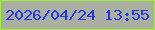 文字の大きさ：1、枠の色：9df035、背景の色：aaafa1、文字の色：2136ed 無料ブログパーツのブログ時計