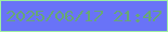 文字の大きさ：4、枠の色：9df0a1、背景の色：6973f7、文字の色：68a776 無料ブログパーツのブログ時計