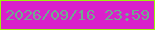 文字の大きさ：5、枠の色：9df30d、背景の色：d921cb、文字の色：6fab8f 無料ブログパーツのブログ時計