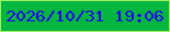 文字の大きさ：5、枠の色：9df35d、背景の色：05b641、文字の色：1f05ed 無料ブログパーツのブログ時計